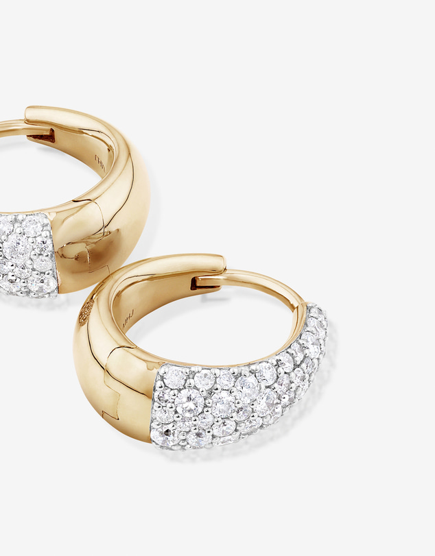 Michael Hill - Stardust Hoops with .72TW of Diamonds in 10kt Yellow Gold and Rhodium