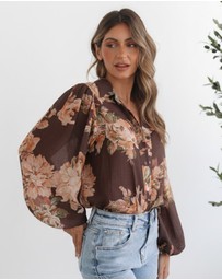 Esther & Co - Veiga Blouse - Choc Floral