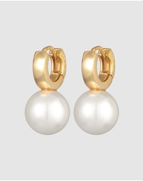 Elli Jewelry - Earrings Creoles Elegant with Glass Bead in 925 Sterling Silver Gold Plated