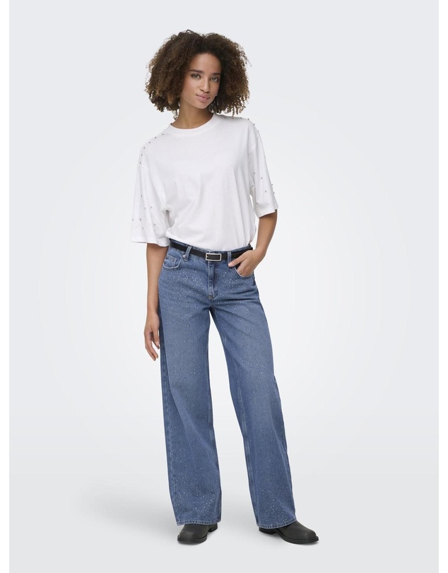 ONLY - Cath Wide Rhinestone Denim Jeans