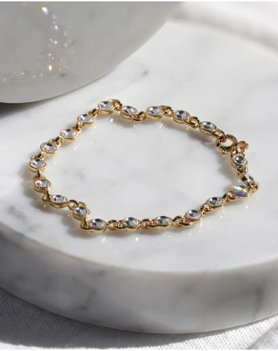 Elli Jewelry - Crystal Tennis Bracelet in Gold-Plated 925 Silver