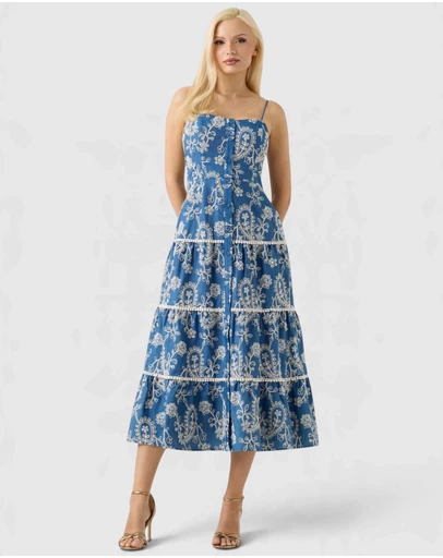 GUESS - Short Sleeve Evelyn Midi Dress