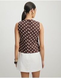 AERE - Tessa Linen Asymmetric Crew Vest