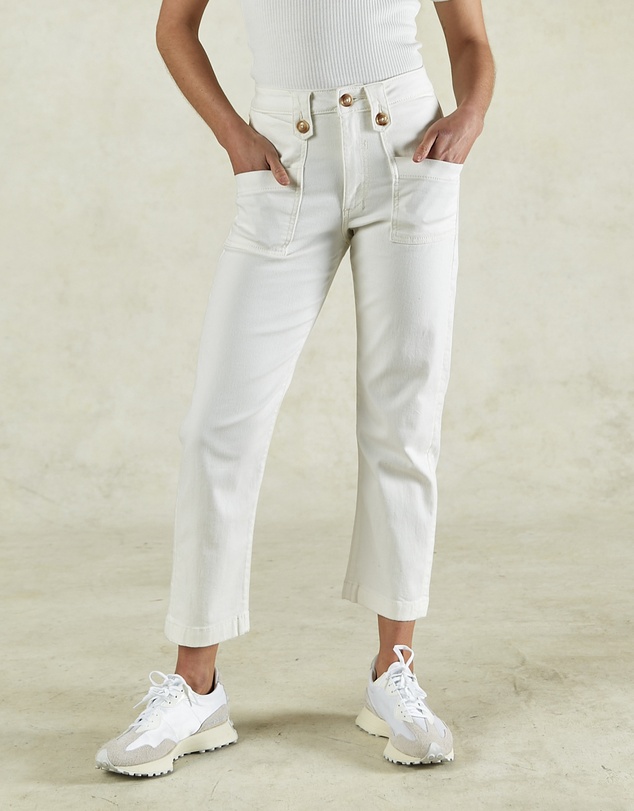 DRICOPER DENIM - Stella Stretch High Waisted Ivory Trousers