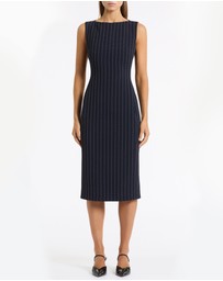 Carla Zampatti - Navy Pinstripe Sheath Dress
