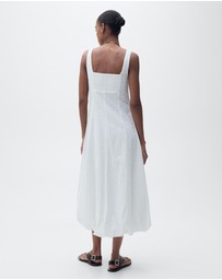 M.N.G - Pleats Embroidered Dress With Puffed Hem