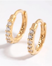 Lovisa - Gold Plated Sterling Silver Cubic Zirconia Huggie Earrings