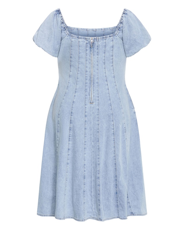 City Chic - Plus size Lulu Short Sleeve Denim Midi Dress - light wash