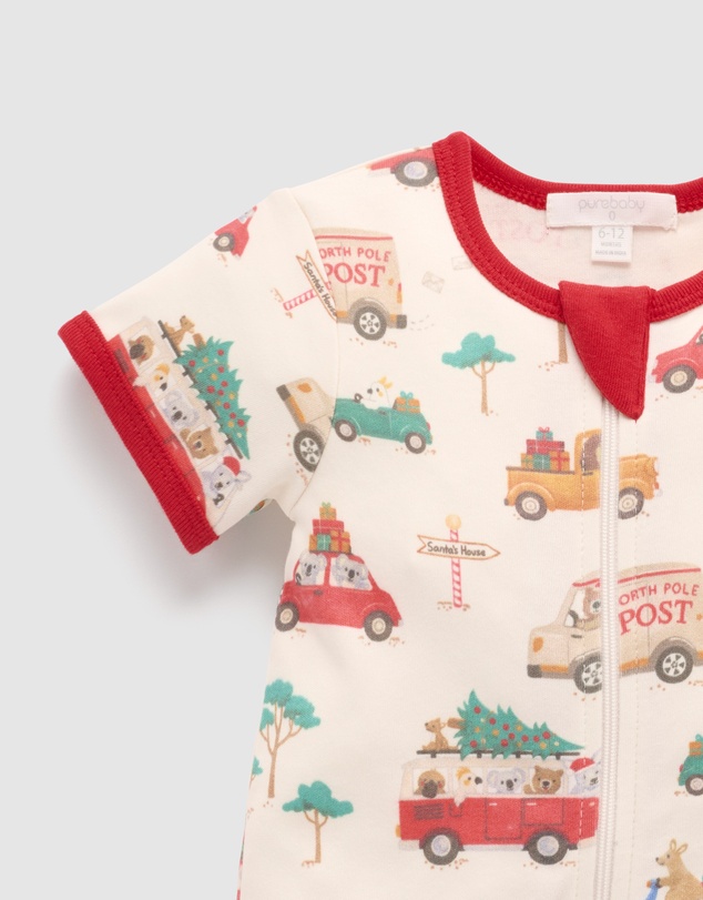 Purebaby - Short Sleeve Zip Growsuit-Kids-Babies