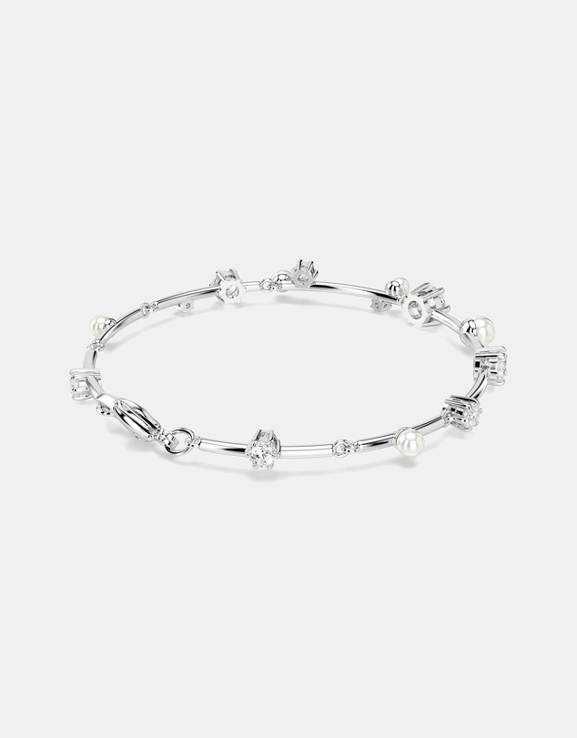 Swarovski - Constella Tennis Bracelet, Crystal Pearl, Round Cuts, White, Rhodium Plated