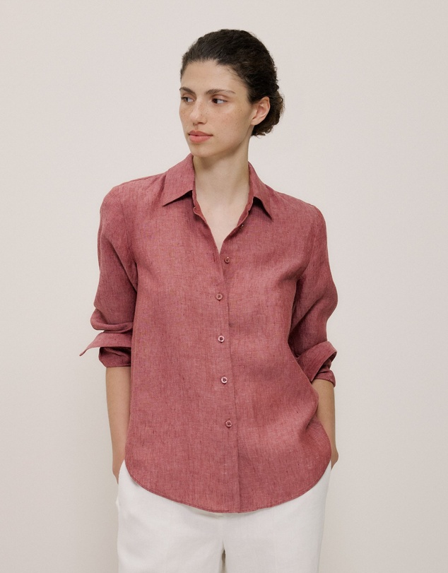 Trenery - End On End Linen Classic Shirt in Russet