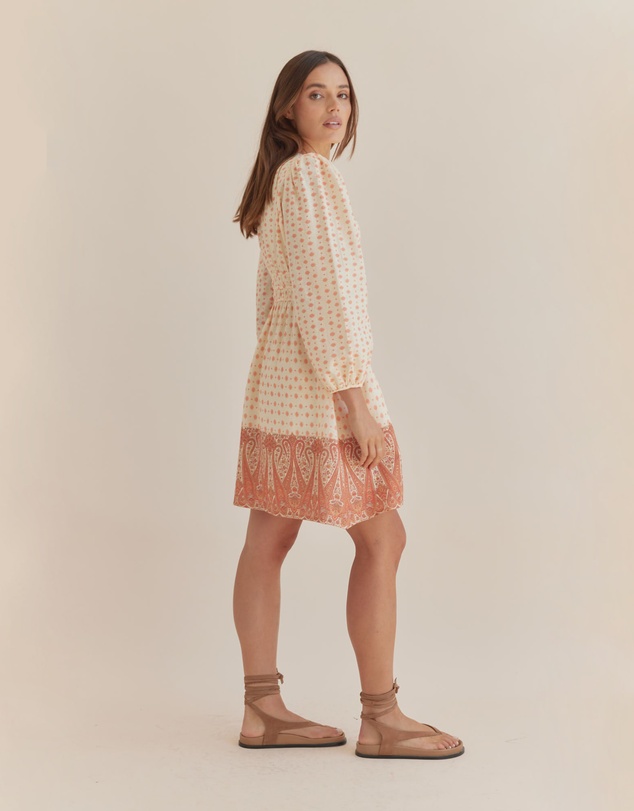 Amelius - Peach Paisley Mini Dress
