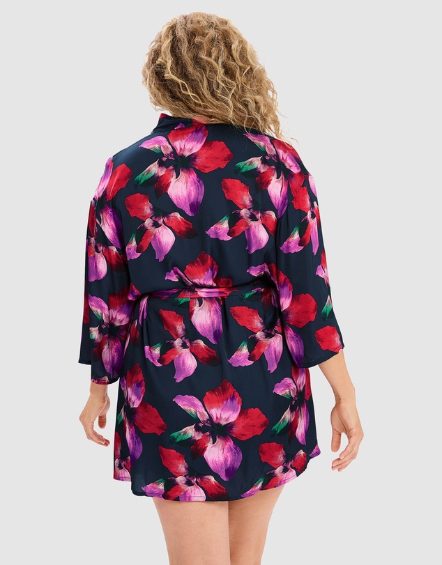 Sans Complexe - Graceful Short Viscose Satin Kimono Lingerie Robe
