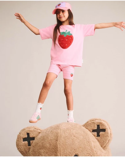 Huxbaby - Furry Strawberry Slouchy Tee - Babies-Teens