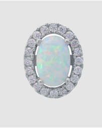 Georgini - Georgini Opal Glow Blackwattle White Created Opal Silver Earrings