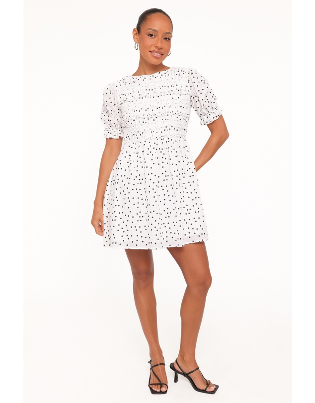 Petal & Pup - Jaclyn Mini Dress - White Polka Dot
