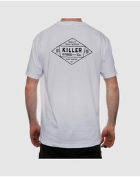 Killer Speed Co. - Killer Speed Co. Men Lockup Cotton Tshirt Relaxed Fit Crew Neck White