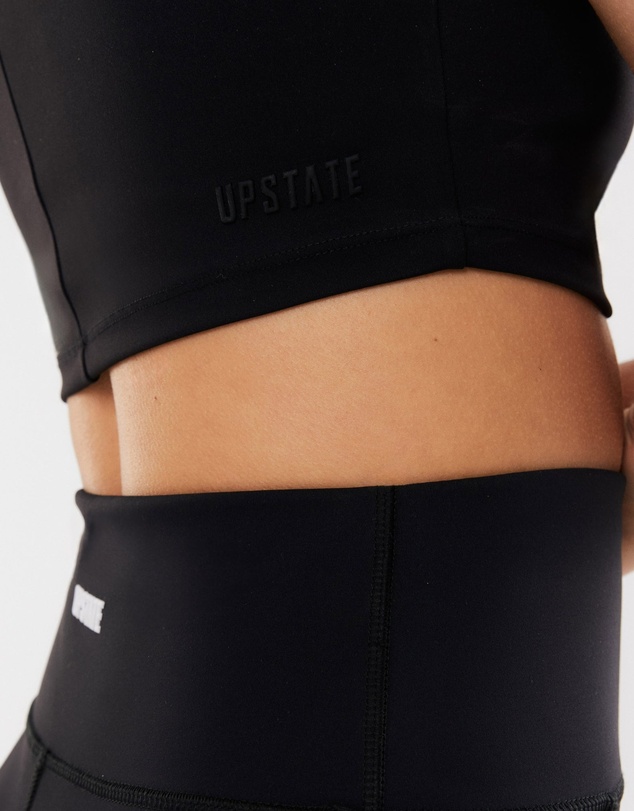Upstate - Rouched V Neck Crop - Black