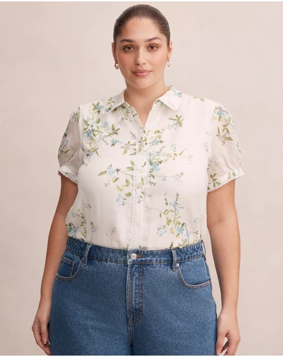 Forever New Curve - Posie Curve Lace Detail Blouse