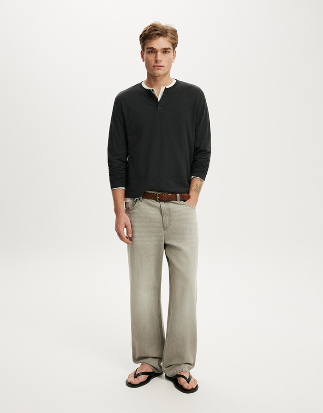 Cotton On - Fitted Henley Long Sleeve T-Shirt