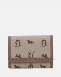 Pierre Cardin - Pierre Cardin Canvas Print/Leather Trim Bi-Fold Flap Wallet