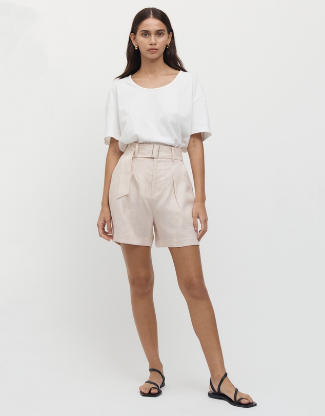 FRIEND of AUDREY - Émilion Linen Belted Shorts