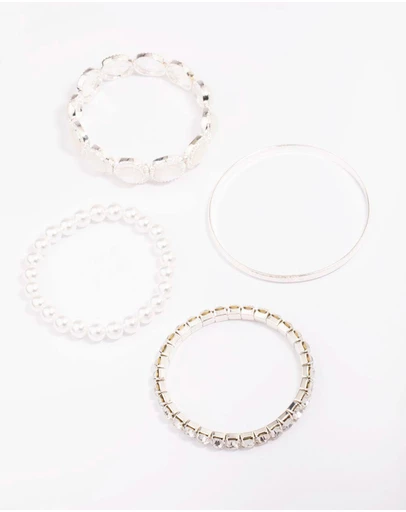 Lovisa - Silver Pearl Stretch Bracelet 5-Pack
