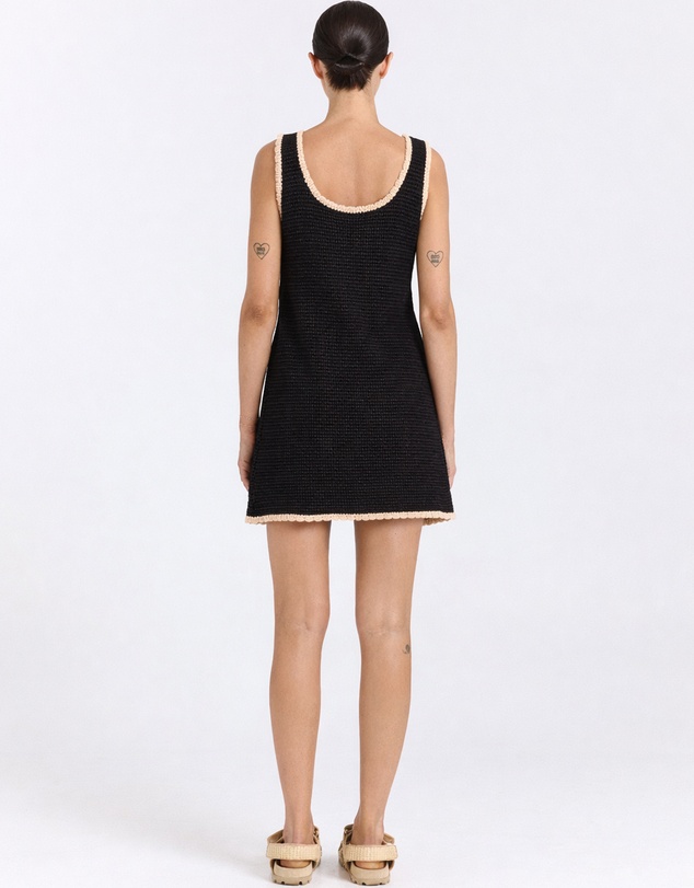 Poolside Paradiso - Palm Beach U Crochet Knit Dress - Black Sand