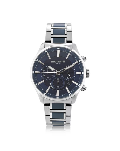 Michael Hill - Solar Powered Men's Watch with Blue Tone in Stainless Steel