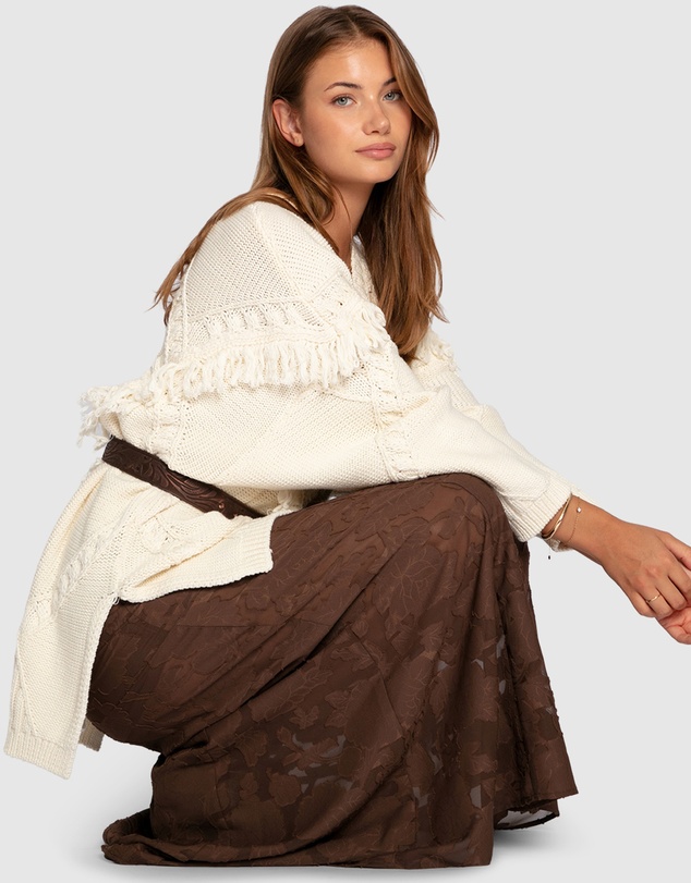 Belle & Bloom - Tassel Line Fringe Oversized Sweater