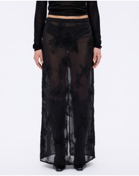 Minima Esenciales - Maelle Floral Applique Midi Skirt