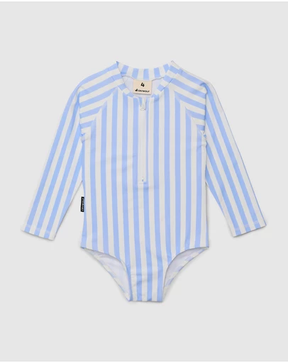 Crywolf - LONG SLEEVE SWIMSUIT Sky Blue Stripe