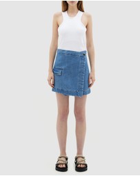 Bassike - Denim Wrap Mini Skirt