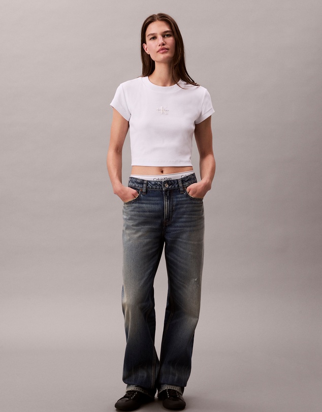 Calvin Klein Jeans - Monogram Logo Ribbed Baby Tee