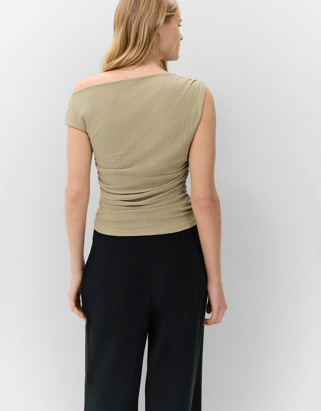 UNISON - Textured Drape Shoulder Top