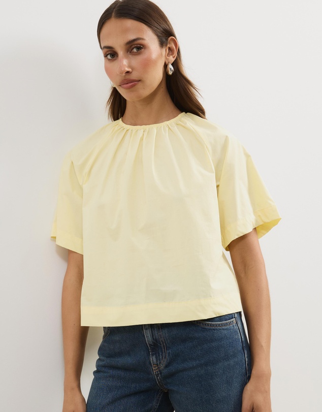 Atmos&Here - Tirsa Cotton Gathered Short Sleeve Top