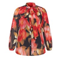 City Chic - Celine Print Neck Tie Top