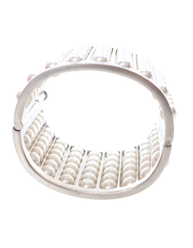 Pre-Loved by Azura Reborn - Pre-Loved Silver Plated Wide Pearl Cuff Bracelet