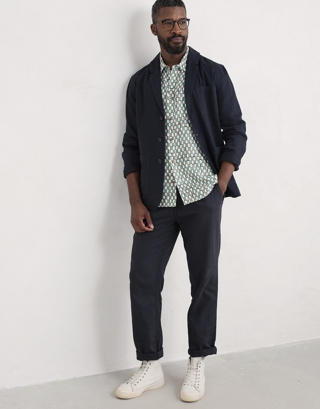 Seasalt - Seasalt Cornwall Green Blue Heron Short Sleeve Shirt