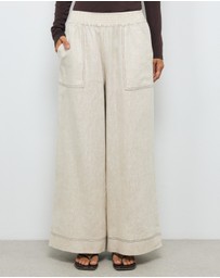 AERE - Contrast Stitch Linen Pants