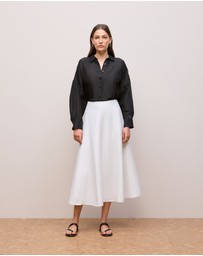 Trenery - Textured Flare Midi Skirt in White