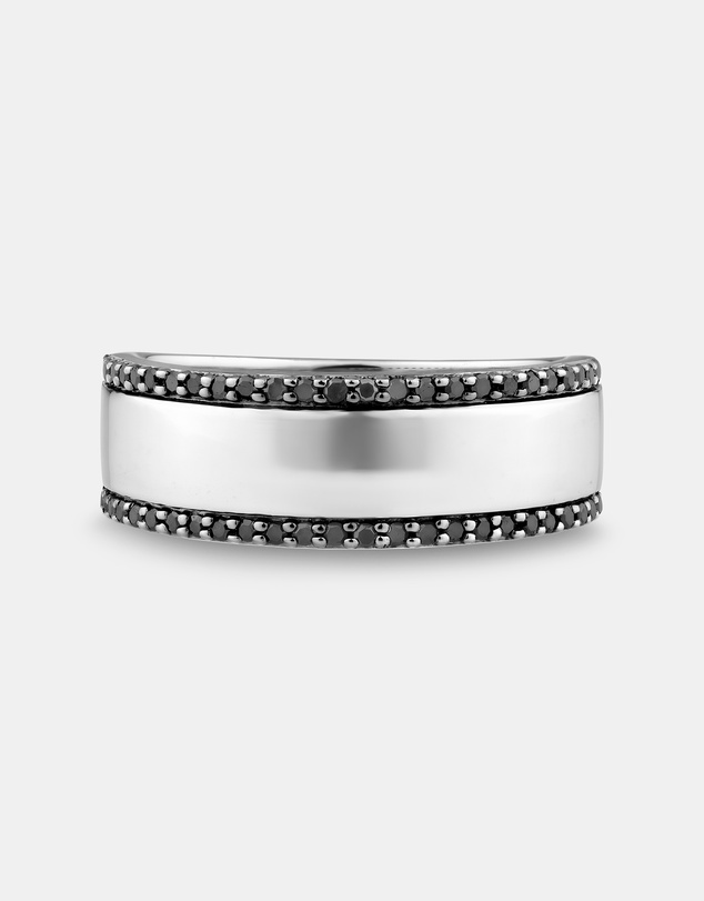 Michael Hill - Men's Silver Ring with 0.25 Carat TW of Black Diamonds