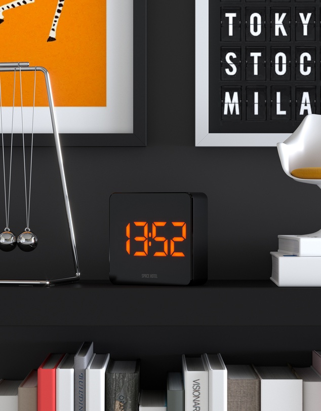 Newgate - Newgate Space Hotel Orbatron Alarm Clock Black Case - Black Lens - Orange Led