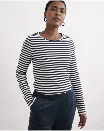Seasalt - Seasalt Cornwall Navy Gorse Lane Rib Top