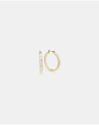 Swarovski - Matrix Hoop Earrings, Round Cut, White, Gold-Tone Plated