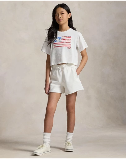 Polo Ralph Lauren - Flag Print Boxy Short Sleeve Knit T-Shirt - Teens