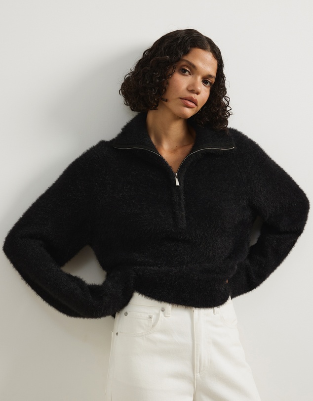 Atmos&Here - Jordie Half Zip Fluffy Turtleneck Sweater