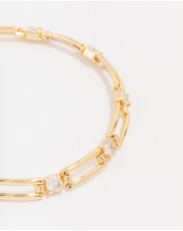 Lovisa - Gold Plated Brass Rectangular Square Cubic Zirconia Bracelet