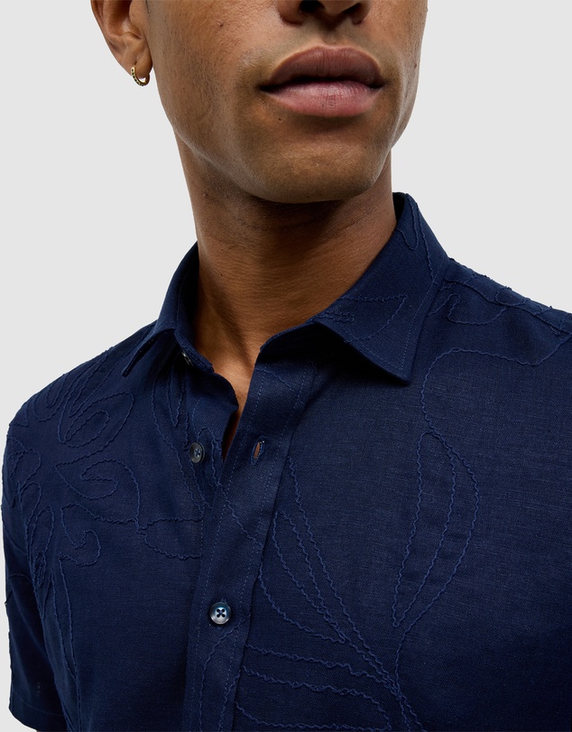 Politix - Embroidered Floral Short Sleeve Shirt