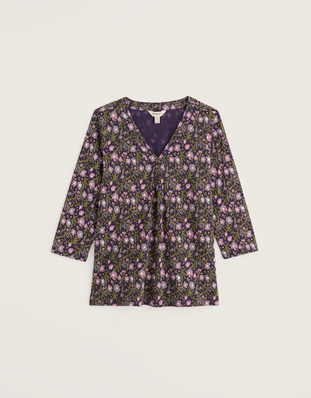 Seasalt - Seasalt Cornwall Purple Barnoon 3/4 Sleeve Jersey Top